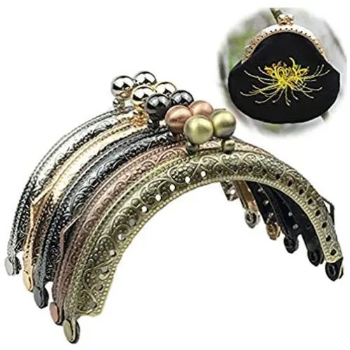 GuoFa 5pcs Metal Coin Purse Frame Multicolors 3.3''/8.5cm Metal Tow Ball Kiss Clasp Lock Clutch Frames Purse for DIY Handle Bag Sewing Craft