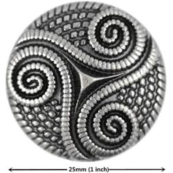 Bezelry 8 Pieces Roped Celtic Triple Spiral Gray Silver Color Metal Shank Blazer Button. 25mm (1 inch)