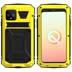 Simicoo Googel Pixel 4 XL Aluminum Alloy Metal Bumper Silicone Case Hybrid Military Shockproof Heavy Duty Armor Defender Tough Built-in Gorilla Glass Cover for Googel Pixel 4 XL (Yellow, Pixel 4XL)