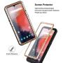 Cresee Oneplus 7T Case, Gorilla Glass Armor Aluminum Alloy Metal Cover Case,Rubber Bumper Military Shockproof Heavy Duty Protection Case for Oneplus 7T (Gold)