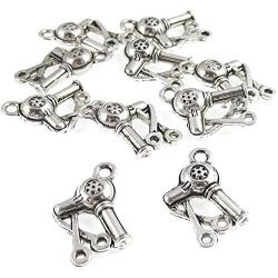 Silver Hairdryer Scissor Charms, Metal Hairdresser Stylist Charms (20 Pieces)