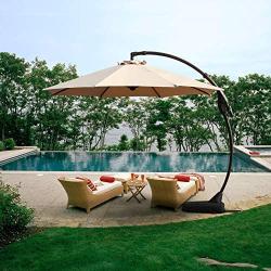 Grand patio Outdoor 12 FT Offset Umbrella with Base Included, Curved and Cantilevered, Aluminum (Champagne