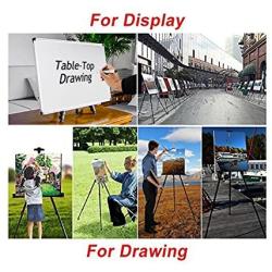 T-SIGN 66 Inches Reinforced Artist Easel Stand, Extra Thick Aluminum Metal Tripod Display Easel 21 to 66 Inches Adjustable Height with Portable Bag for Floor/Table-Top Drawing and Displaying, 2 Pack