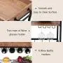 JAXPETY 3-Tier Industrial Bar Mobile Serving Kitchen Cart with Casters, Removable Tray, Wood Metal Serving Trolley, Dining Room Utility Cart, Brown
