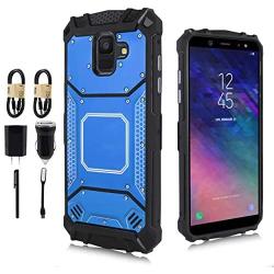 Compatible with Samsung Galaxy A6 2018, Feather Light Aluminum Metal Rugged Cover, Defender Case for Samsung Galaxy A6 SM-A600A 2018 [Value Bundle] (Blue)