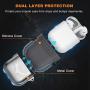Lauzq Metal Airpods Case,Hard Case Cover Full Protective Skin Cover Shockproof Compatible Airpods 1&2 Charging Case(Not for Wireless Charging),Dual-Layer Silicone & Anti-Lost Keychain