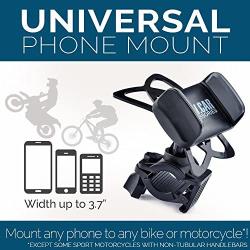 Bike & Motorcycle Phone Mount - for iPhone 11 Pro (Xs, Xr, 8, Plus/Max), Galaxy s20 or Any Cell Phone - Universal Handlebar Holder for ATV, Bicycle & Motorbike. +100 to Safeness & Comfort