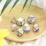Polyhedral Metal Dices Set Zinc Alloy with Enamel Solid Metal for DND Game, Tabletop RPG, Dungeons and Dragons, Math Teaching, 7 Pieces Dice Set with Black Velvet Bag (Electrophoretic Colorful White)