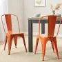 Furmax Metal Chairs Indoor/Outdoor Use Stackable Chic Dining Bistro Cafe Side Chairs Set of 4 (Orange) Furmax Metal Chairs Indoor/Outdoor Use Stackable Chic Dining Bistro Cafe Side Chairs Set of 4 (Orange)