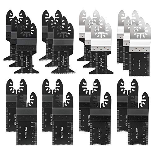 20 Pcs Mix Oscillating Saw Blades, Professional Wood/Metal Universal Multitool Quick Release Saw Blades Fit Fein Multimaster, Ryobi, Milwaukee, Bosch, Dremel, Dewalt, Rockwell, Makita and More #7069