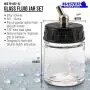 Master Airbrush (Pack of 10) TB-002 Empty 3/4 Ounce (22cc) Glass Jar Bottles with 30° Down Angle Adaptor Lid Assembly - Fits Dual-Action Siphon Feed Airbrushes, Use with Master, Badger, Paasche, Iwata Master Airbrush (Pack of 10) TB-002 Empty 3/4 Ounce (22cc) Glass Jar Bottles with 30° Down Angle Adaptor Lid Assembly - Fits Dual-Action Siphon Feed Airbrushes, Use with Master, Badger, Paasche, Iwata