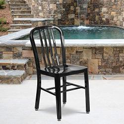 Flash Furniture Commercial Grade Black Metal Indoor-Outdoor Chair