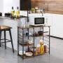 Yaheetech 35.5 inch Industrial Kitchen Bakers Rack, 4-Tier Microwave Oven Stand Workstation Organizer Shelf with Metal Frame, Utility Storage Shelf for Spices with 10 S-Hooks