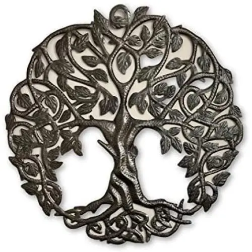 Tree of Life Metal Wall Art, Contemporary Iron Artwork Decor, Celtic Family Trees, 23 In. x 23 In. Round Modern Plaque, Handmade in Haiti,Fair Trade Certified, Signed By Wilson Etienne Tree of Life Metal Wall Art, Contemporary Iron Artwork Decor, Celtic Family Trees, 23 In. x 23 In. Round Modern Plaque, Handmade in Haiti,Fair Trade Certified, Signed By Wilson Etienne