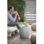 Keter Urban Knit Pouf Ottoman Set of 2 with Storage Table for Patio and Room Décor-Perfect for Balcony, Deck, and Outdoor Seating, Dune/Misty Blue