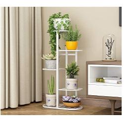 Tingberoo 5 Tier 6 Potted Metal Plant Stand - Indoor Outdoor Multiple Flower Pot Holder Shelf Plant Stander Plant Holder Plant Storage Stand for Patio Garden Corner Balcony Living Room (White)