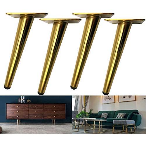 Bikani Golden Sofa Legs Round Solid Metal Furniture Legs Sofa Replacement Legs Perfect for Mid-Century Modern/Great IKEA hack for Sofa, Couch, Bed, Coffee Table (Golden Color, 6 Inches,Set of 4)