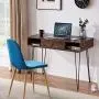 VECELO Computer Home & Office Laptop Table,Study Writing Desk with Drawers Open Shelf Storage Metal Leg,Retro Brown VECELO Computer Home & Office Laptop Table,Study Writing Desk with Drawers Open Shelf Storage Metal Leg,Retro Brown