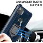 PULEN for Google Pixel 4A Case,with 1 Pack Screen Protector,Hybrid Armor Metal Ring Holder Magnetic Car Mount,Full Body Shockproof Sturdy Bumper Protective Cover - Blue