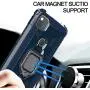 PULEN for Google Pixel 4A Case,with 1 Pack Screen Protector,Hybrid Armor Metal Ring Holder Magnetic Car Mount,Full Body Shockproof Sturdy Bumper Protective Cover - Blue