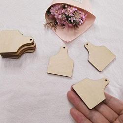 30PCS Cow Tag Natural Wood Earrings Blanks,Wood Jewelry Accessories, DIY Unfinished Wood Shapes (2.0'')