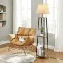 VASAGLE Floor Lamp with Shelves, Standing Reading Lamp with LED Bulb and Lamp Shade, for Living Room, Bedroom, Metal Legs, Rustic Brown and Black ULFL012B01