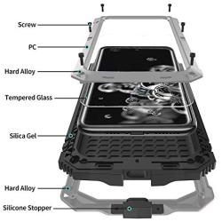 Simicoo Samsung Note 20 Ultra Metal Case with Screen Protector Military Rugged Heavy Duty Shockproof with Stand Camera Protector Full Cover case for Note 20 Ultra (Sliver)