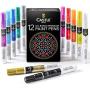 Castle Art Supplies 12 Oil Based Paint Pens Vibrant Premium Colored Markers for adults kids artists | Color on Rocks Stones Metal Wood Ceramic Vinyl Glass Plastic | Weather resistant and Non Toxic