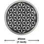 Bezelry 10 Pieces Flower of Life Carving Metal Shank Buttons. 25mm (1 inch) (Antique Silver)