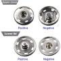 Snap Buttons 100sets Sew-on Snap Buttons Metal Snap Fastener Buttons for Clothing Black and Silvery 0.32IN