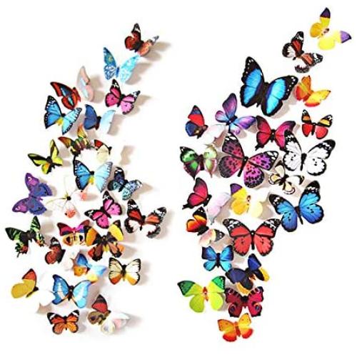 Eoorau 80PCS Butterfly Wall Decals - 3D Butterflies Decor for Wall Removable Mural Stickers Home Decoration Kids Room Bedroom Decor