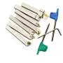 OSCARBIDE 3/8'' Shank 7 Pieces/Set,Indexable Lathe Turning Tool Holder CNC Heavy-Duty Nickel Plated Lathe Bit Set for Turning Grooving Threading with Tin Coated Carbide Inserts