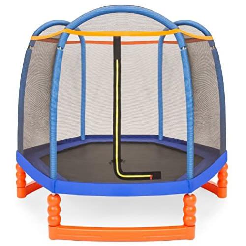 Best Choice Products Kids 7ft Round Mini Trampoline w/Safety Net and Metal Frame, Multicolor