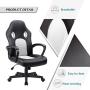 Furmax Office Chair Desk Leather Gaming Chair, High Back Ergonomic Adjustable Racing Chair,Task Swivel Executive Computer Chair Headrest and Lumbar Support Whote