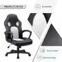 Furmax Office Chair Desk Leather Gaming Chair, High Back Ergonomic Adjustable Racing Chair,Task Swivel Executive Computer Chair Headrest and Lumbar Support Whote