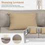 Kinsunny 4pcs Outdoor Sectional Sofa Set Aluminum Patio Furniture Shore Conversation Armrest Set with Side Table and Cushions for Backyard Outside