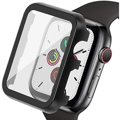 Ritastar for Apple Watch Case 38mm with Screen Protector Series 3/2/1,Thin Plating Metal Cover Bumper and Hard PET Protective Film,High Sensitive Touch,Impact Resistant,No Bubble,Full Coverage,Black