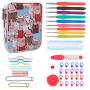 Teamoy Crochet Hooks Set - 9 Pieces Ergonomic Crochet Hooks with Case and Crochet Accessories, Perfect for Arthritic Hands, Cats Pink