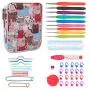 Teamoy Crochet Hooks Set - 9 Pieces Ergonomic Crochet Hooks with Case and Crochet Accessories, Perfect for Arthritic Hands, Cats Pink