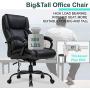 Big and Tall Office Chair 500lb Wide Seat Desk Chair with Lumbar Support Armrest Swivel Rolling High Back PU Leather Computer Chair Massage Adjustable Ergonomic Task Chair for Adults Women(Black)