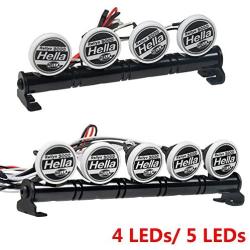 Benedict Harry Metal Roof LED Light Bar 4 LEDs 5 LEDs for SCX10 D90 TRX-4 1:10 RC Crawler Truck (5Leds)