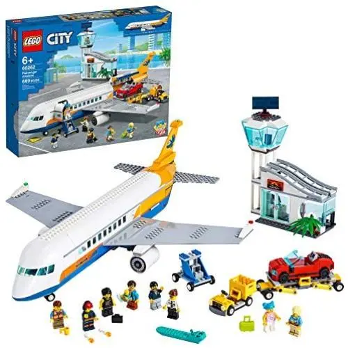 LEGO City Passenger Airplane 60262, with Radar Tower, Airport Truck with a Car Elevator, Red Convertible, 4 Passenger and 4 Airport Staff Minifigures, plus a Baby Figure, New 2020 (669 Pieces) LEGO City Passenger Airplane 60262, with Radar Tower, Airport Truck with a Car Elevator, Red Convertible, 4 Passenger and 4 Airport Staff Minifigures, plus a Baby Figure, New 2020 (669 Pieces)