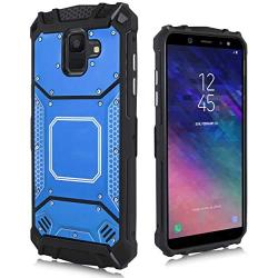 Compatible with Samsung Galaxy A6 2018, Feather Light Aluminum Metal Rugged Cover, Defender Case for Samsung Galaxy A6 SM-A600A 2018 [Value Bundle] (Blue)