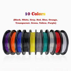 PETG 10 Packs, 3D Printer Filament 1.75mm, Each Spool Net Weight 1.1lbs(500g), 10 Different Colors