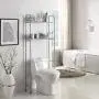 HOMEFORT Bathroom Space Saver,2-Tier Over the Toilet Storage Rack, Freestanding Metal Storage Shelves, Bathroom Shelf, Metal Shelf Organizer in Silver,24.02'' Wx8.07 Dx61.42'' H