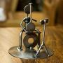 Handmade Auto Part Rustic Cellist Metal Sculpture (Mexico) Grey Iron