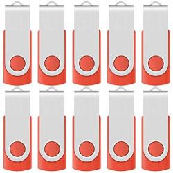 [NOT 128GB ] Enfain 10 Pack Small Capacity 128 MB USB Flash Drive Bulk Thumb Drives 128MB in Red, with LED Indicator, 12 x Removable White Labels for Marking Contents Loaded