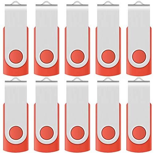 [NOT 128GB ] Enfain 10 Pack Small Capacity 128 MB USB Flash Drive Bulk Thumb Drives 128MB in Red, with LED Indicator, 12 x Removable White Labels for Marking Contents Loaded