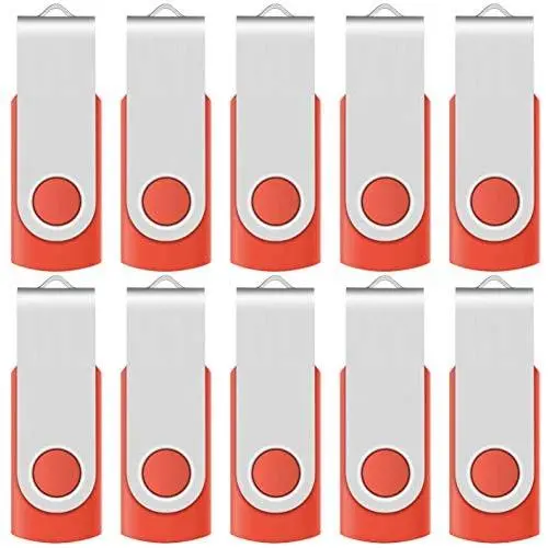 [NOT 128GB ] Enfain 10 Pack Small Capacity 128 MB USB Flash Drive Bulk Thumb Drives 128MB in Red, with LED Indicator, 12 x Removable White Labels for Marking Contents Loaded