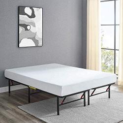 Amazon Basics Foldable, 14'' Metal Platform Bed Frame with Tool-Free Assembly, No Box Spring Needed - Queen